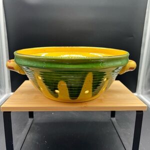 Foreside Home & Garden Green and Yellow Ceramic Colander